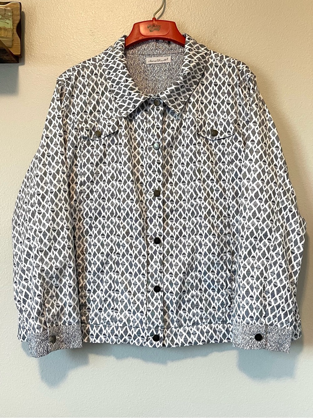 Keren Hart Geometric Lightweight Jacket - Ikat Pattern & Stretchy - Size 2X